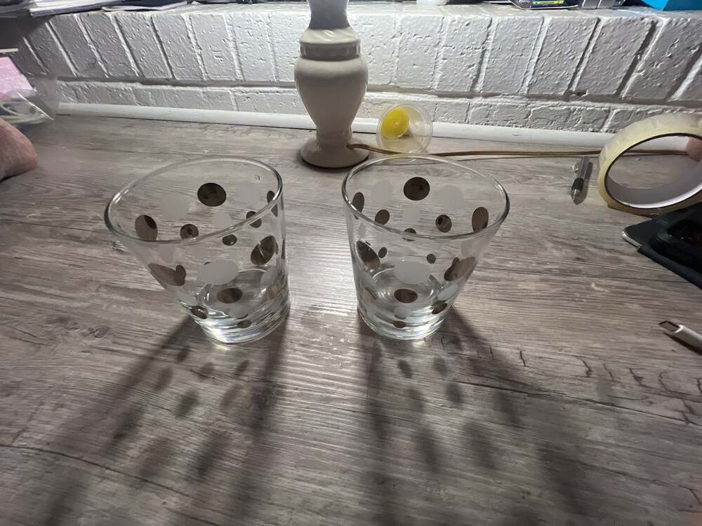 Vintage Mid Century Modern Polka Dot Glass Tumblers Set of 2